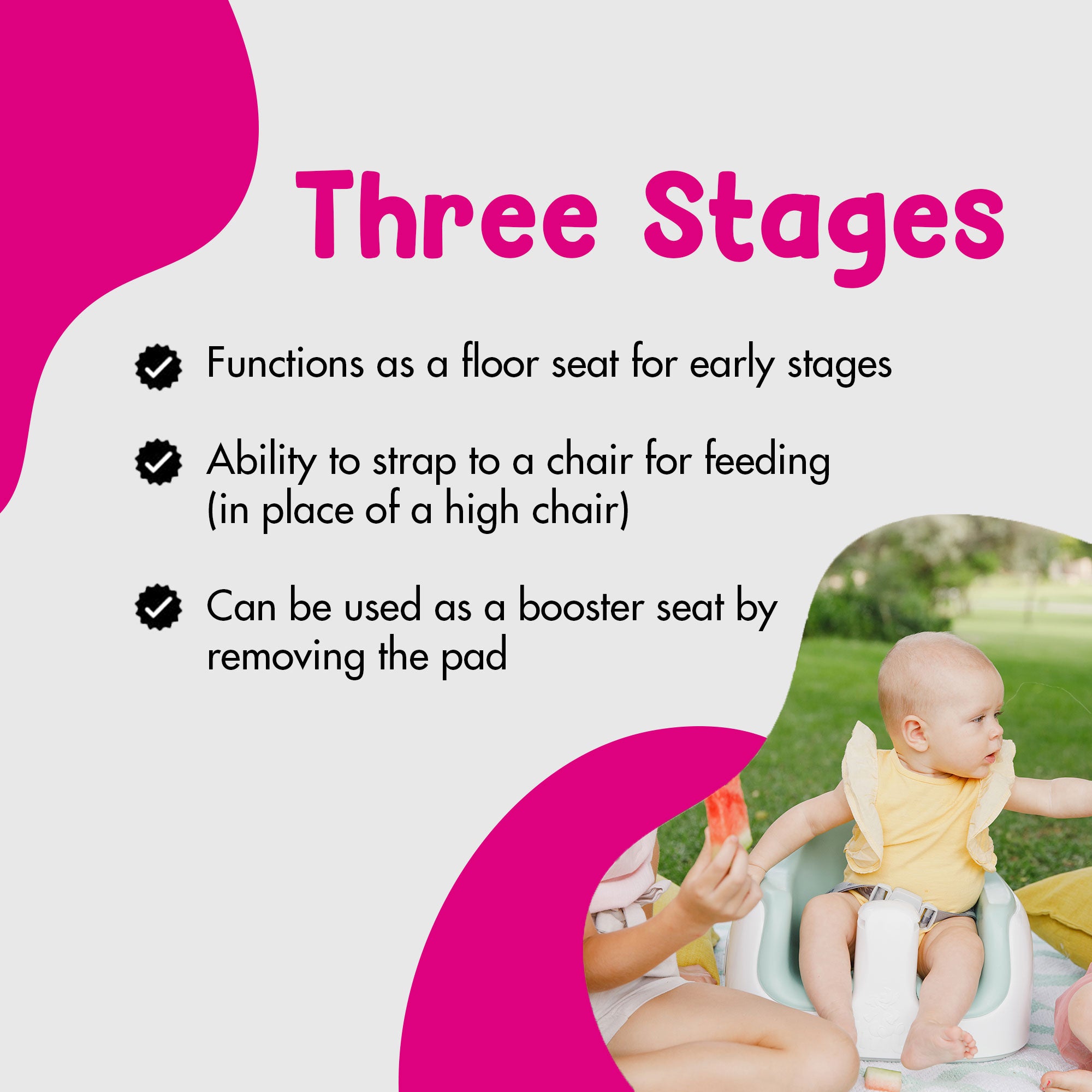 Bumbo Baby Toddler Adjustable 3 In 1 Booster Seat High Chair, Hemlock (2 Pack) - VMInnovations