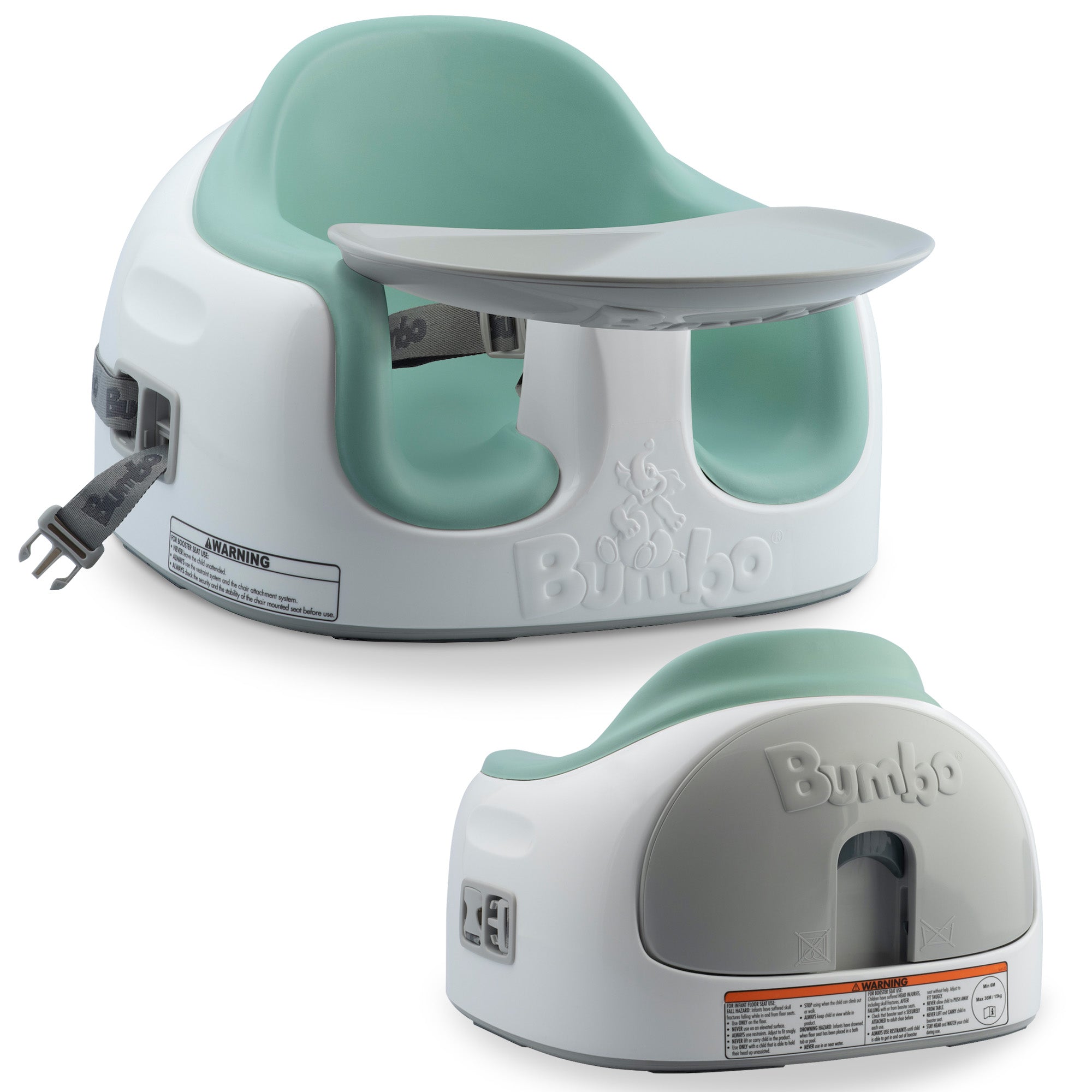 Bumbo Baby Toddler Adjustable 3-in-1 Booster Seat/High Chair & Tray, Hemlock - VMInnovations