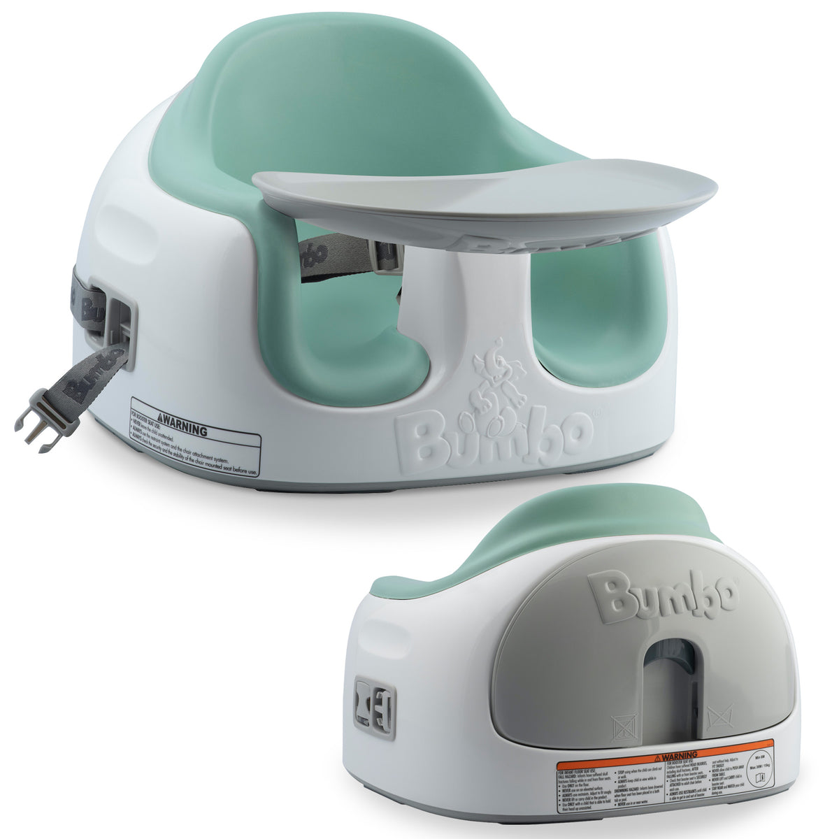 Bumbo Baby Toddler Adjustable 3-in-1 Booster Seat/High Chair & Tray, Hemlock