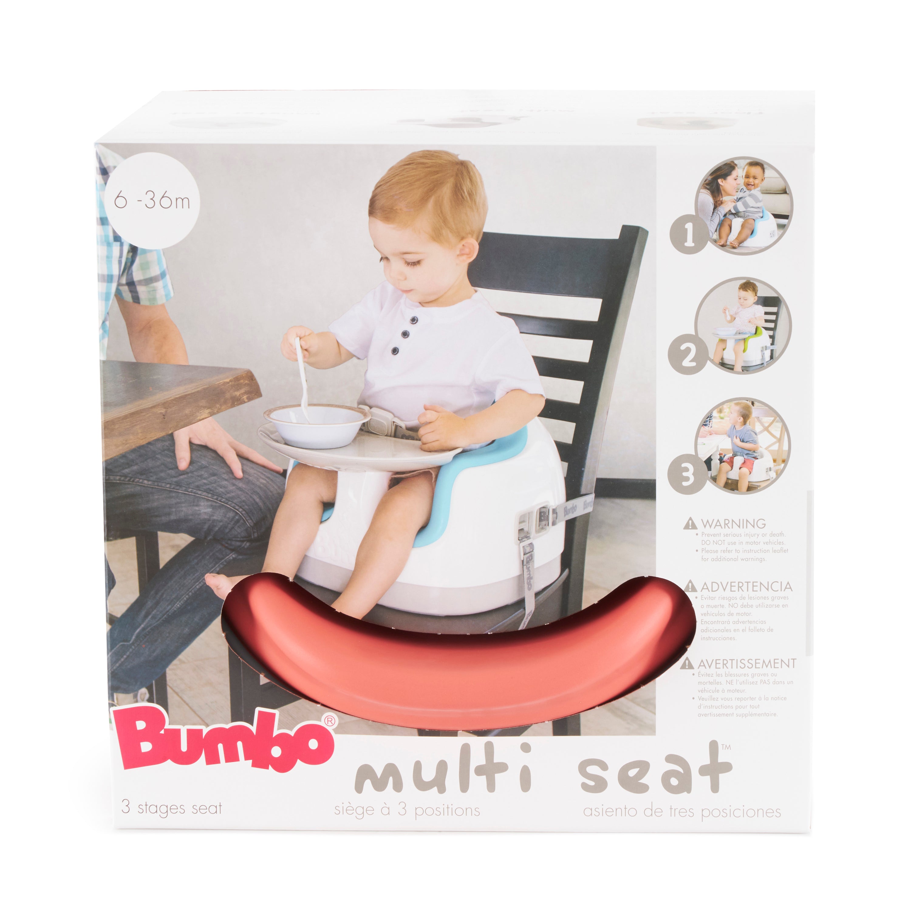 Bumbo Baby Toddler Soft Foam Multi Seat with Tray and Buckle Straps, Coral (Refurbished)