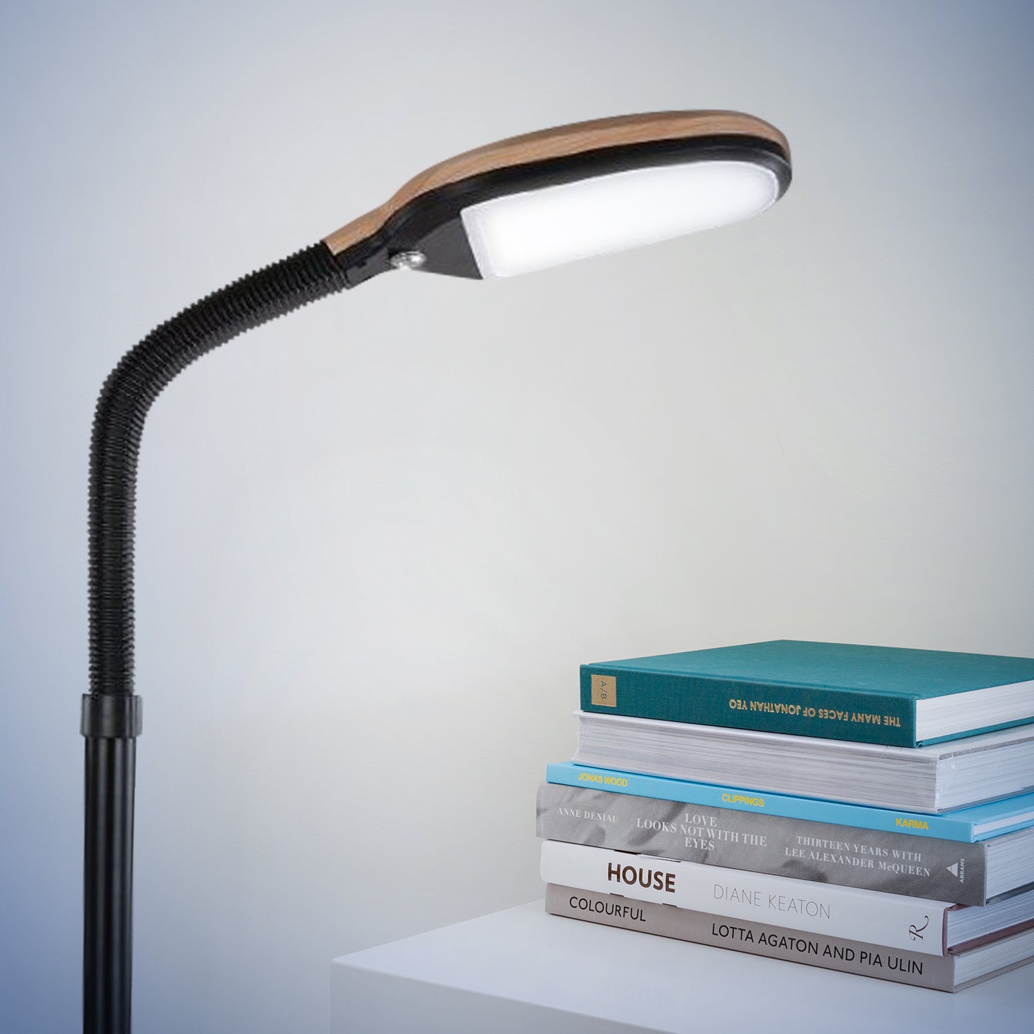 Brightech Litespan Daylight LED Floor Lamp with Reading Light, Wood (Open Box)