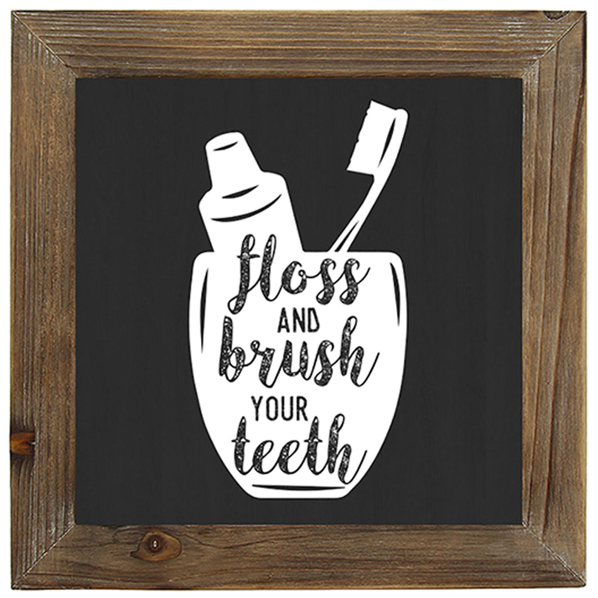Stratton Home Decor Floss, Flush, Wipe, Wash Bathroom Art, Black/White(Open Box)
