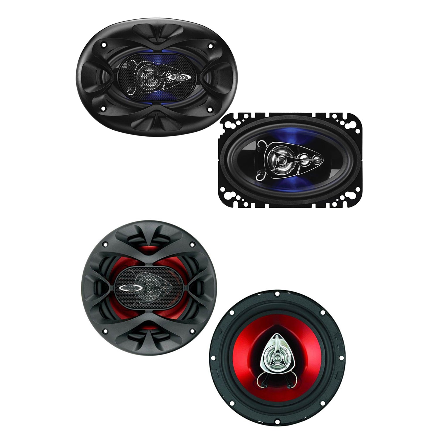 Boss 4 x 6" 4 Way 250W Full Range Speakers 6.5" 2-Way Coaxial Speakers (Pair) - VMInnovations