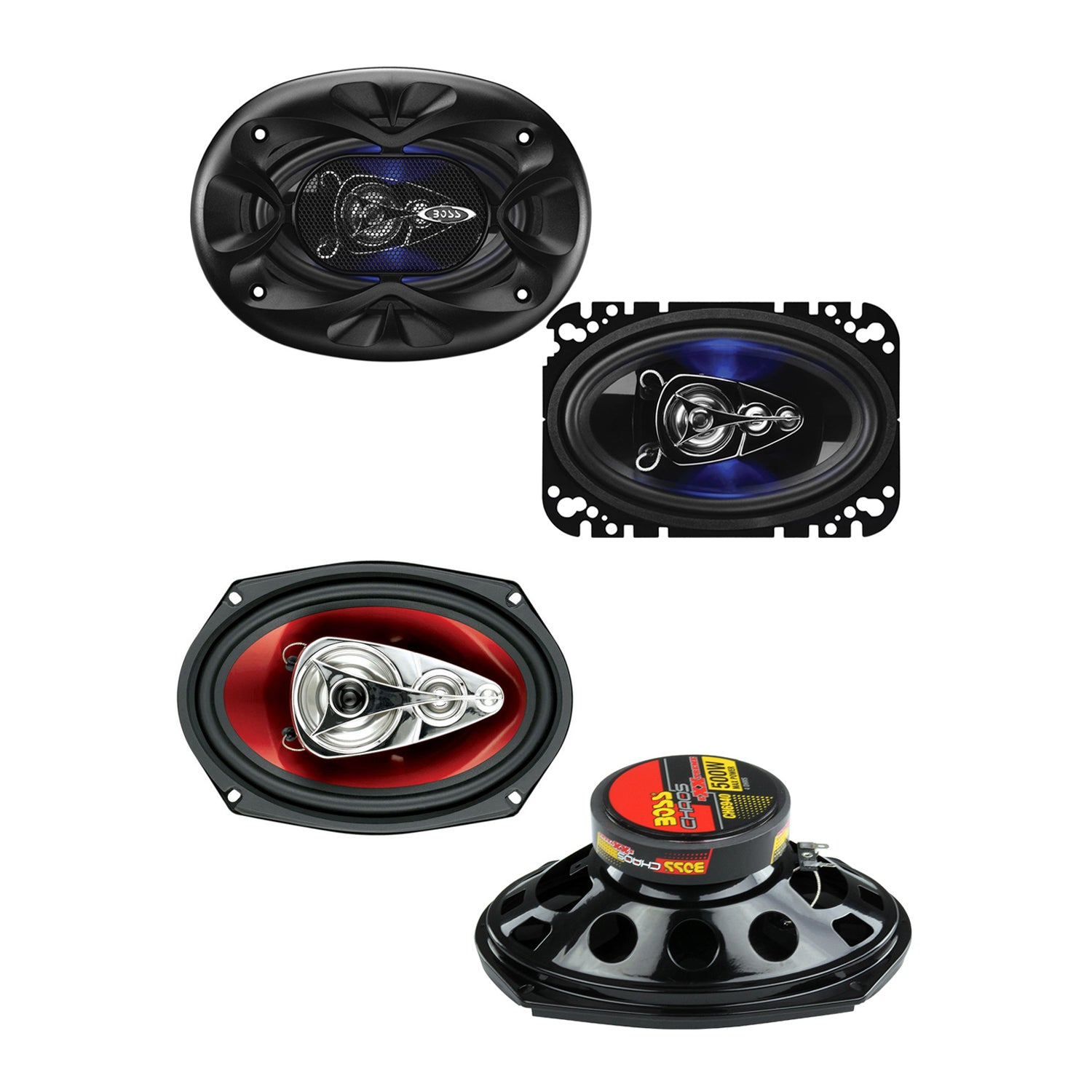 Boss 4 x 6" 4 Way 250W Range Speakers and 6 x 9" 500W 4-Way Coaxial Speakers - VMInnovations