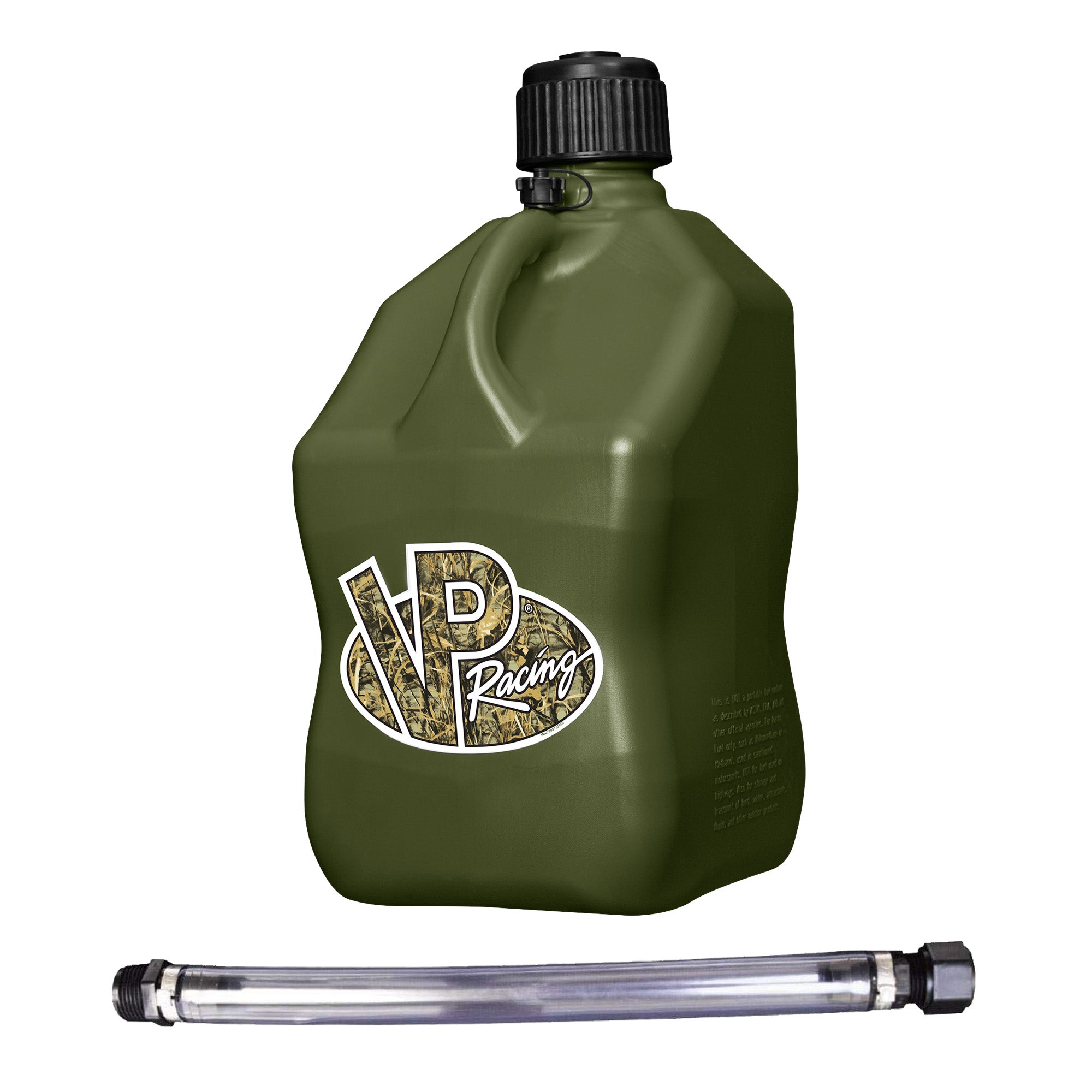 VP Racing Fuels 5.5 Gal Motorsport Plastic Utility Jug with 14 Inch Hose, Camo