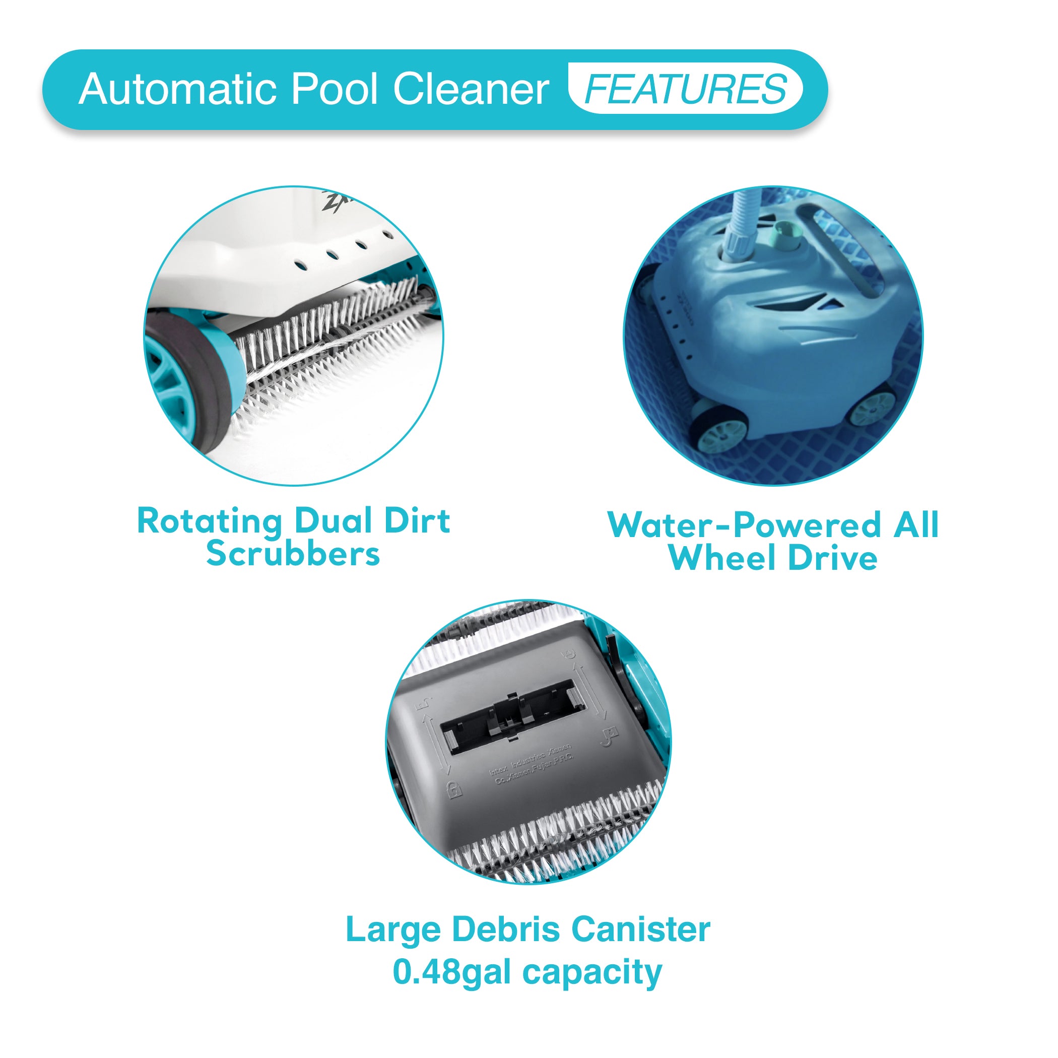 Intex 700 GPH Above Ground Pool Cleaner Robot Vacuum w/ 21 Ft Hose (Open Box) - VMInnovations