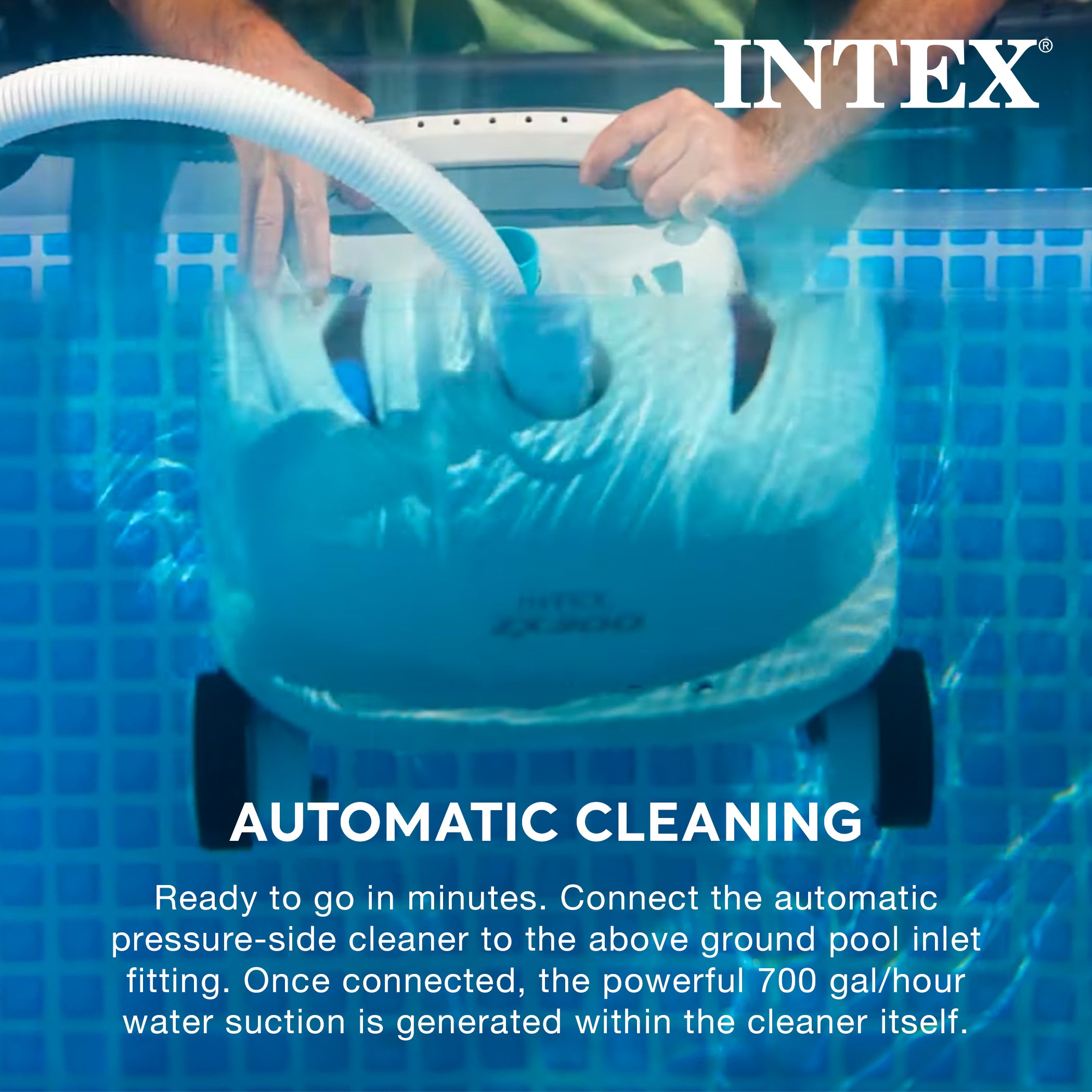 Intex 700 GPH Above Ground Pool Cleaner Robot Vacuum w/ 21 Ft Hose (Open Box) - VMInnovations