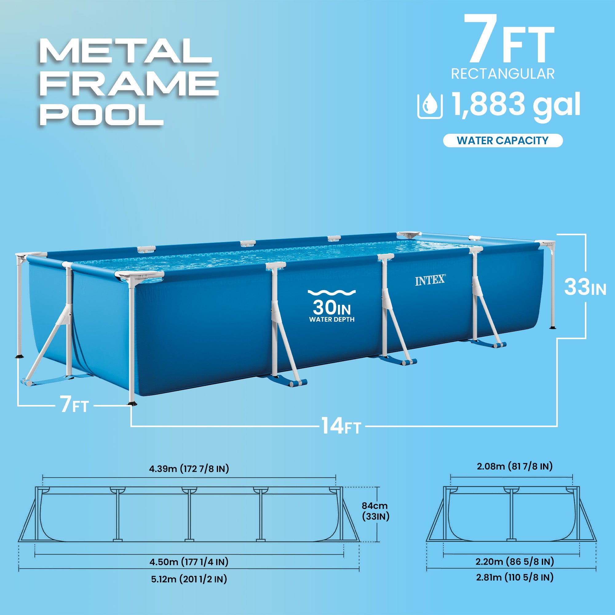 Intex 14ft x 33in Above Ground Backyard Swimming Pool with Filter (Open Box)