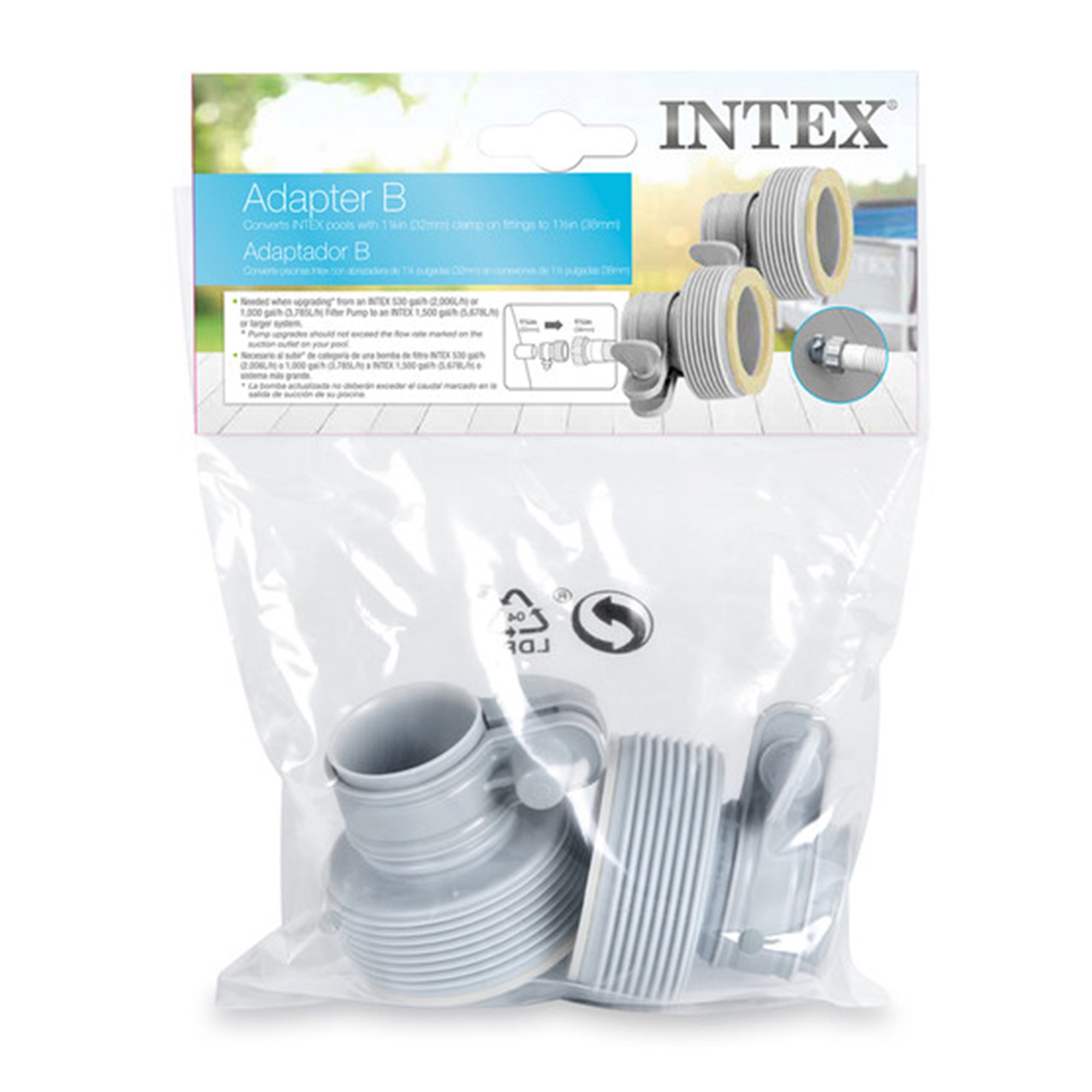 Intex 29061E Type B Intex Pool Clamp on Fittings Converter Pool Accessory, Gray - VMInnovations