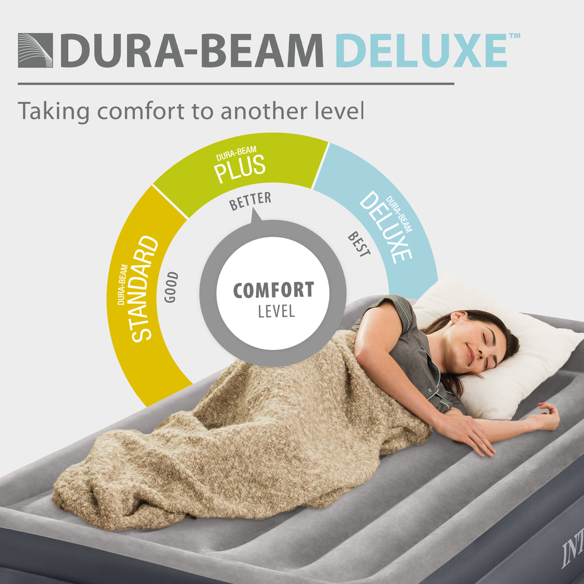 Intex Dura Beam Deluxe Pillow Bed with Built In Pump, Twin(Open Box) - VMInnovations