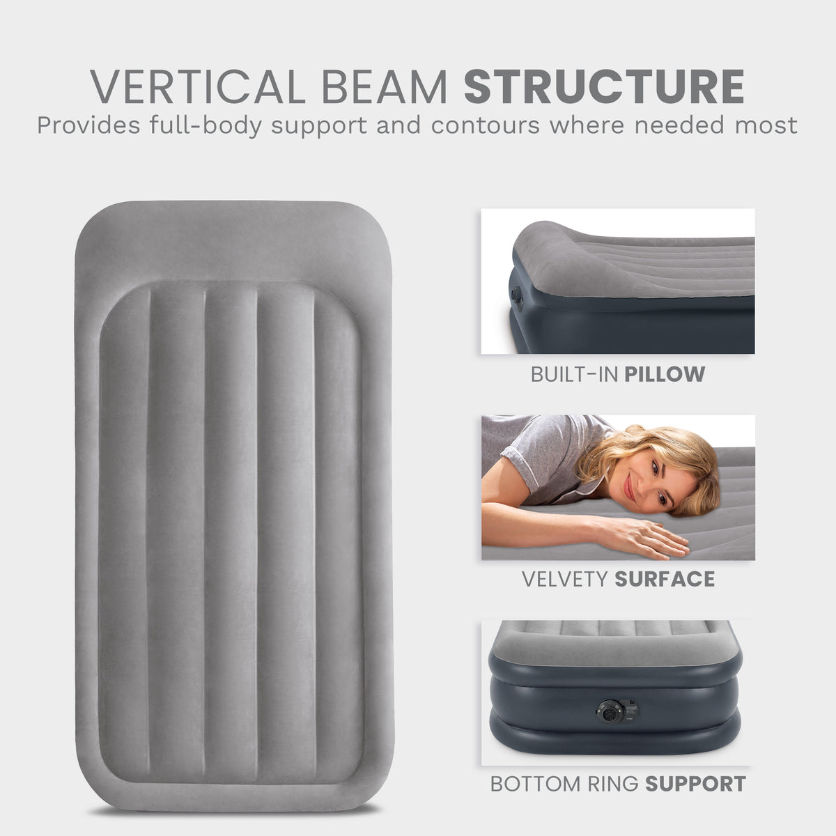 Intex Dura Beam Deluxe Pillow Bed with Built In Pump, Twin(Open Box) - VMInnovations
