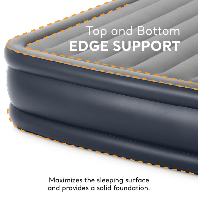 Intex Dura Beam Deluxe Pillow Raised Airbed Mattress Built In Pump, Queen (Used) - VMInnovations