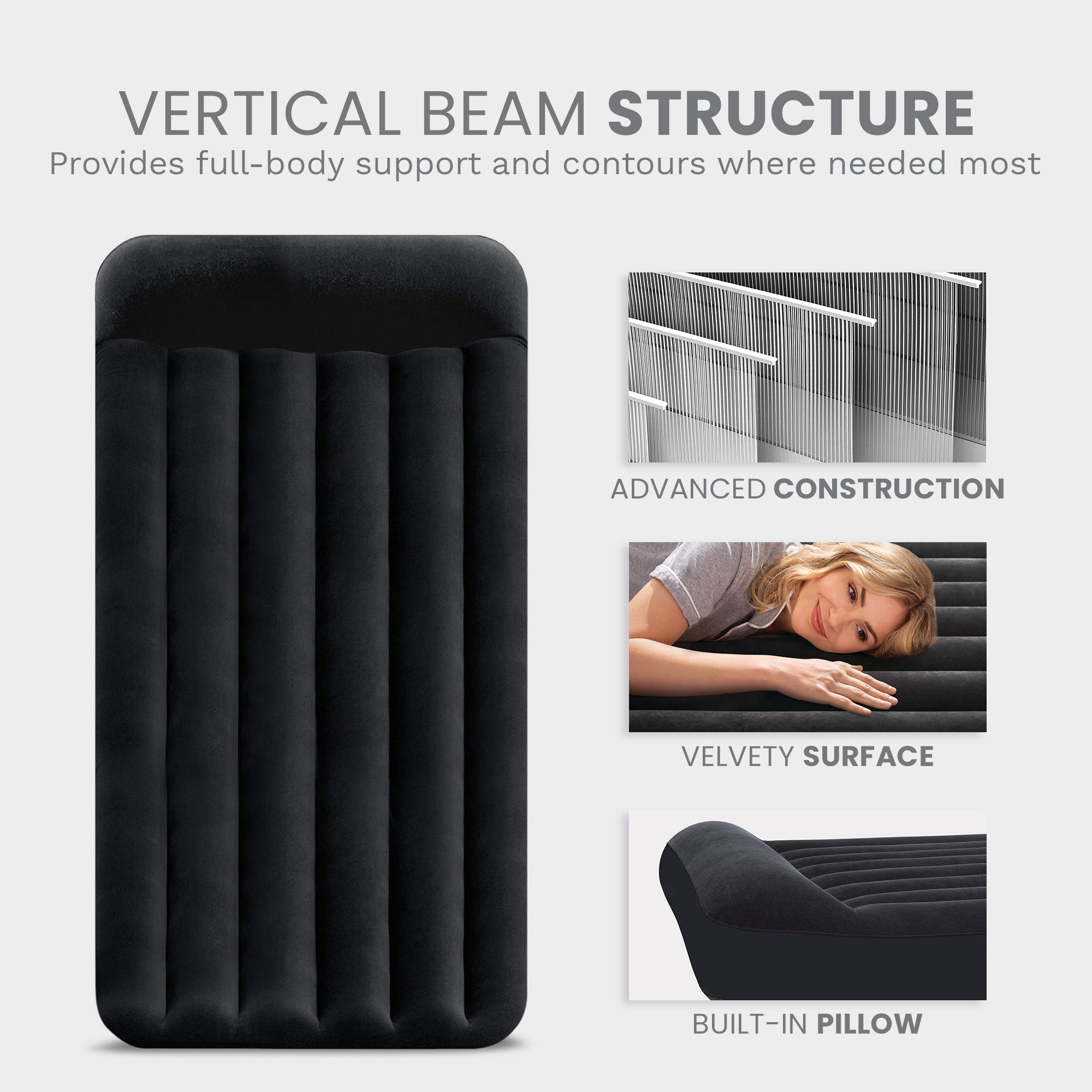Intex Dura Beam Pillow Rest Standard Classic Air Bed Inflatable Mattress, Full - VMInnovations