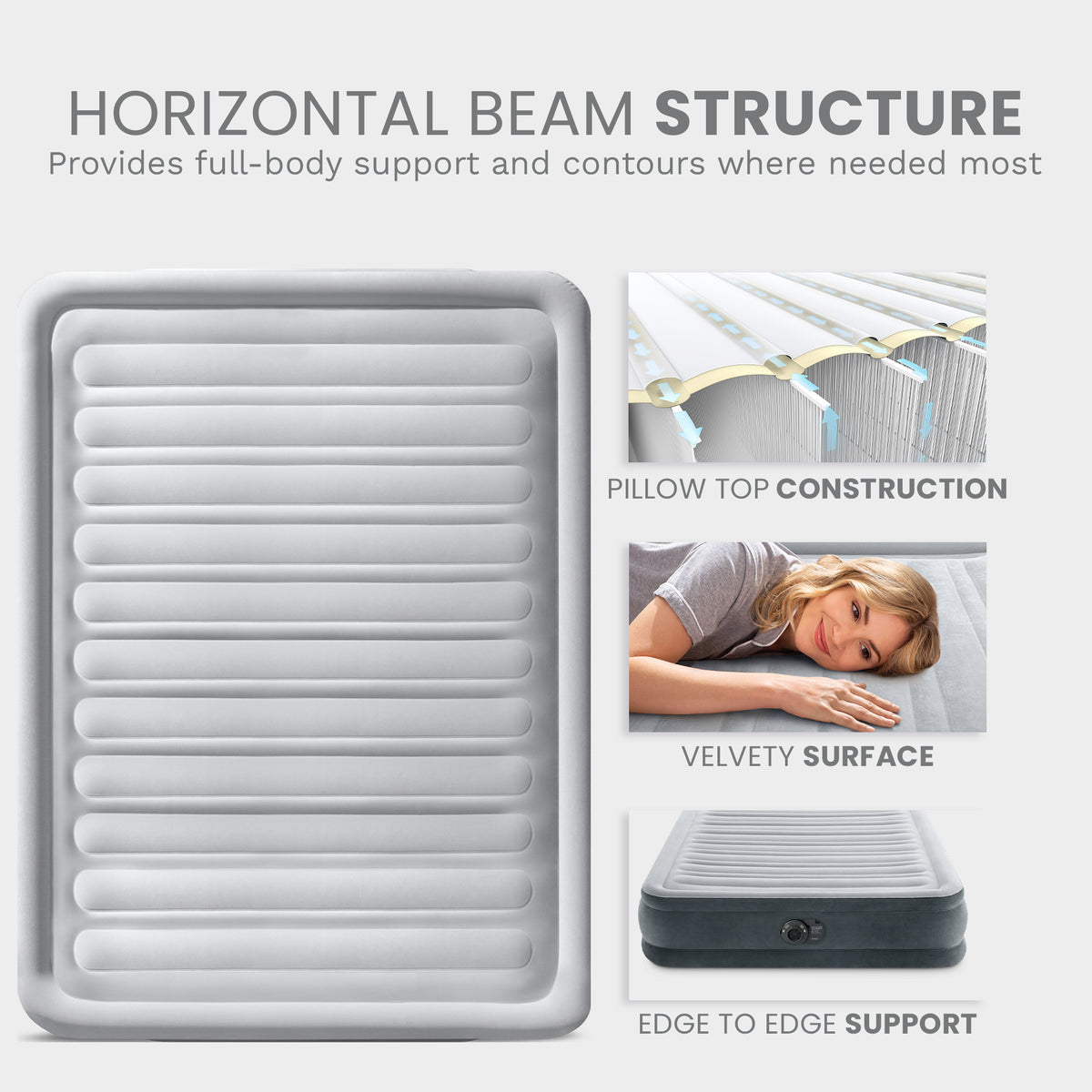 Intex Comfort Deluxe Dura-Beam Air Mattress w/ Built-In Pump, Queen (For Parts)
