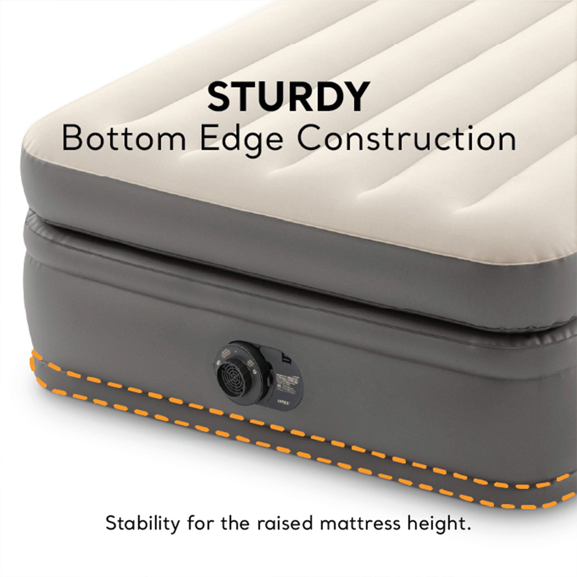 Intex Dura Beam Plus Fiber-Tech Air Mattress with Built-In Pump, Twin (Open Box) - VMInnovations