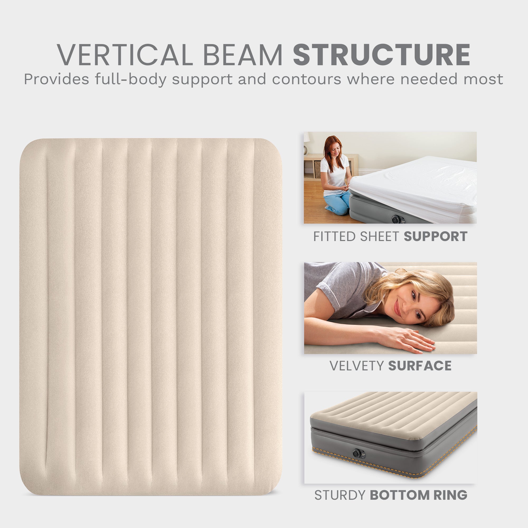 Intex Dura Beam Plus Fiber-Tech Elevated Air Mattress with Built-In Pump, Twin
