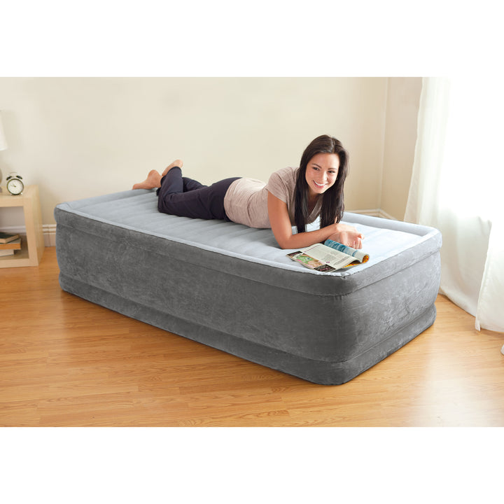 Intex 64411ED Dura Beam Comfort Plus Airbed Mattress w/ Built In Pump, Twin Size - VMInnovations
