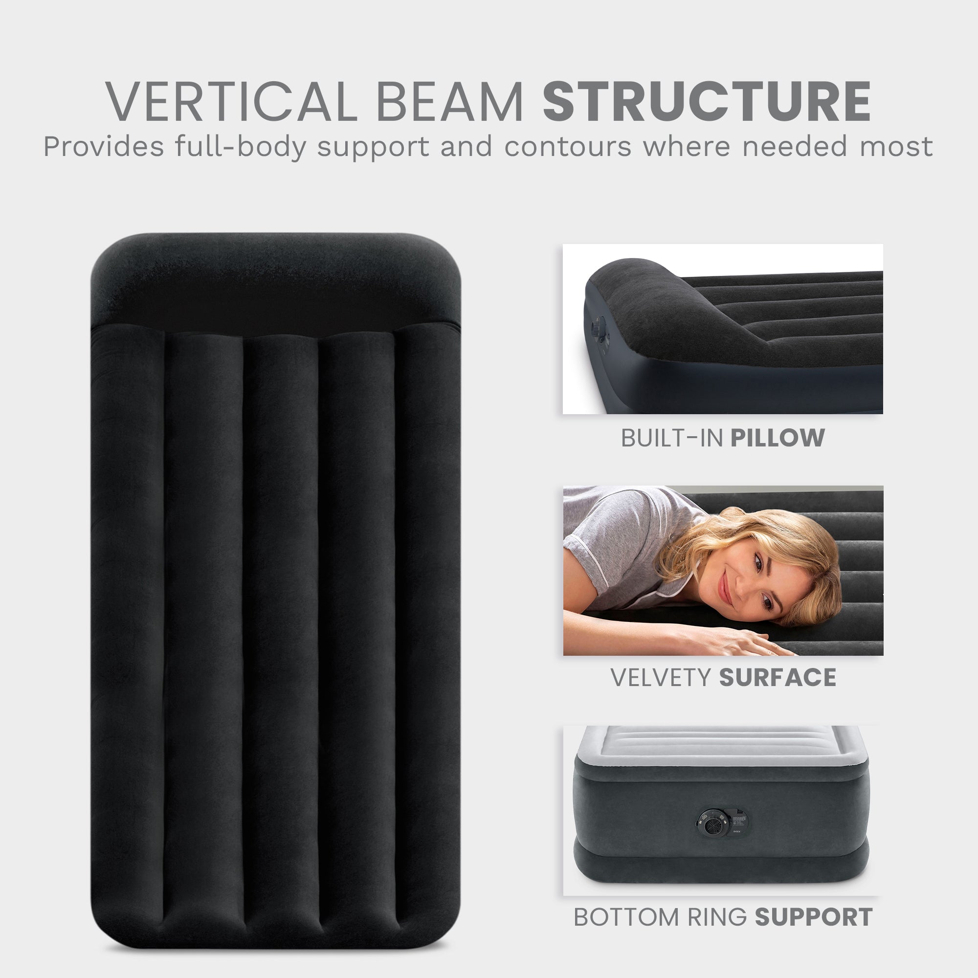 Intex Dura Beam Plus Pillow Raised Airbed Mattress with Built in Pump, Twin