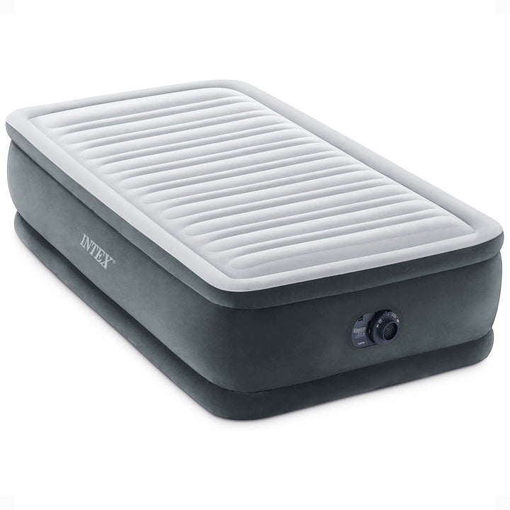 Intex 64411ED Dura Beam Comfort Plus Airbed Mattress w/ Built In Pump, Twin Size - VMInnovations