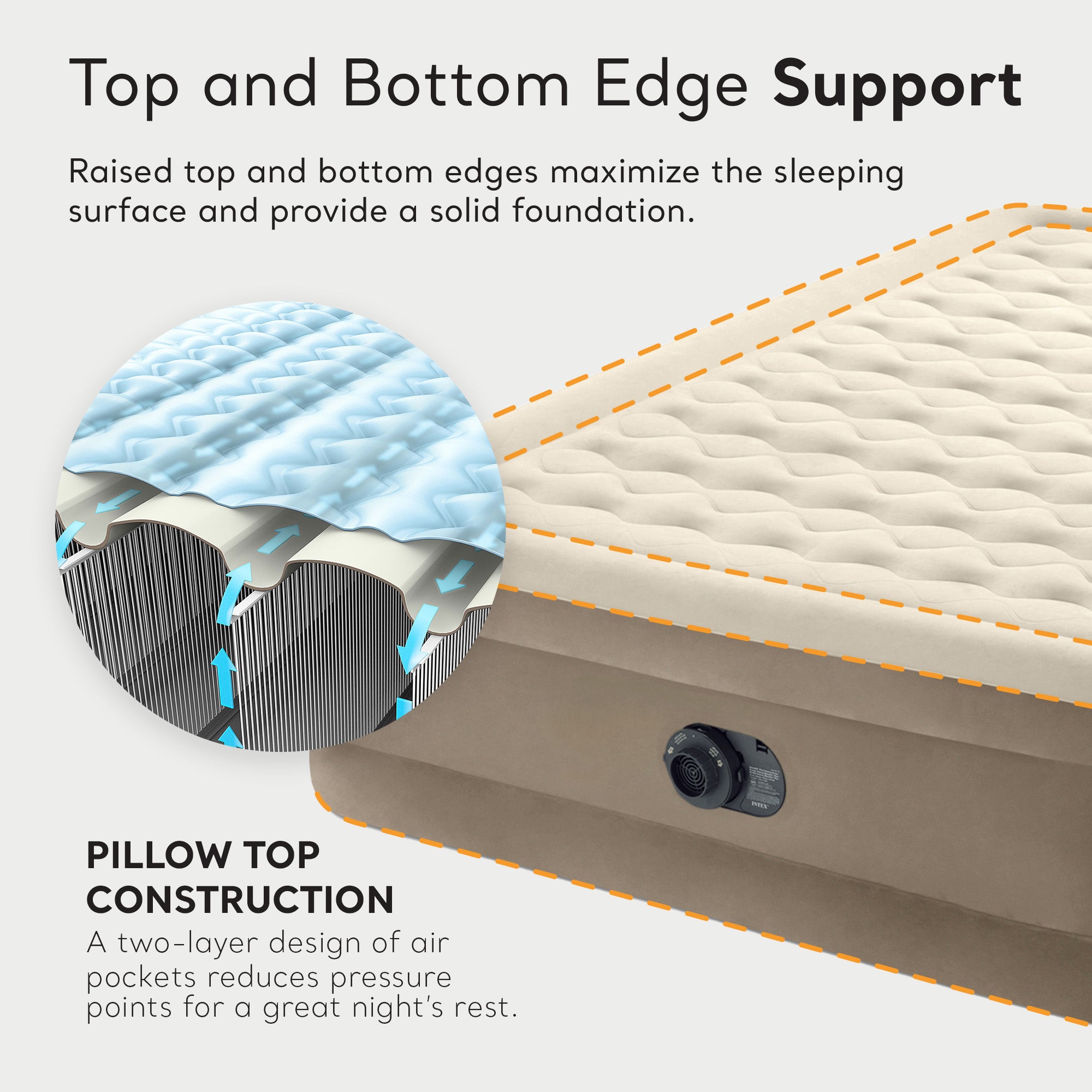 Intex Ultra Plush Fiber Tech Airbed Mattress w/ Built in Pump, Queen (For Parts) - VMInnovations
