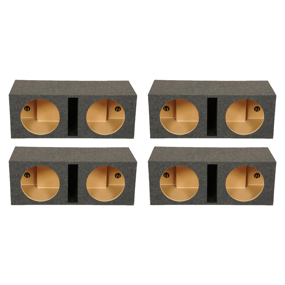 QPower QBASS Dual 12 Inch Car Audio Subwoofer Enclosure Box, Charcoal (4 Pack)