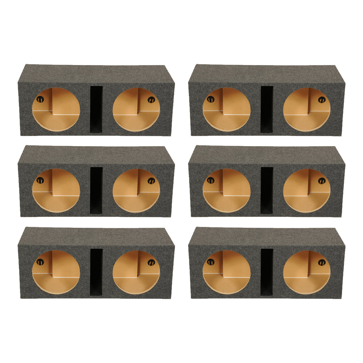 QPower QBASS Dual 12 Inch Car Audio Subwoofer Enclosure Box, Charcoal (6 Pack)