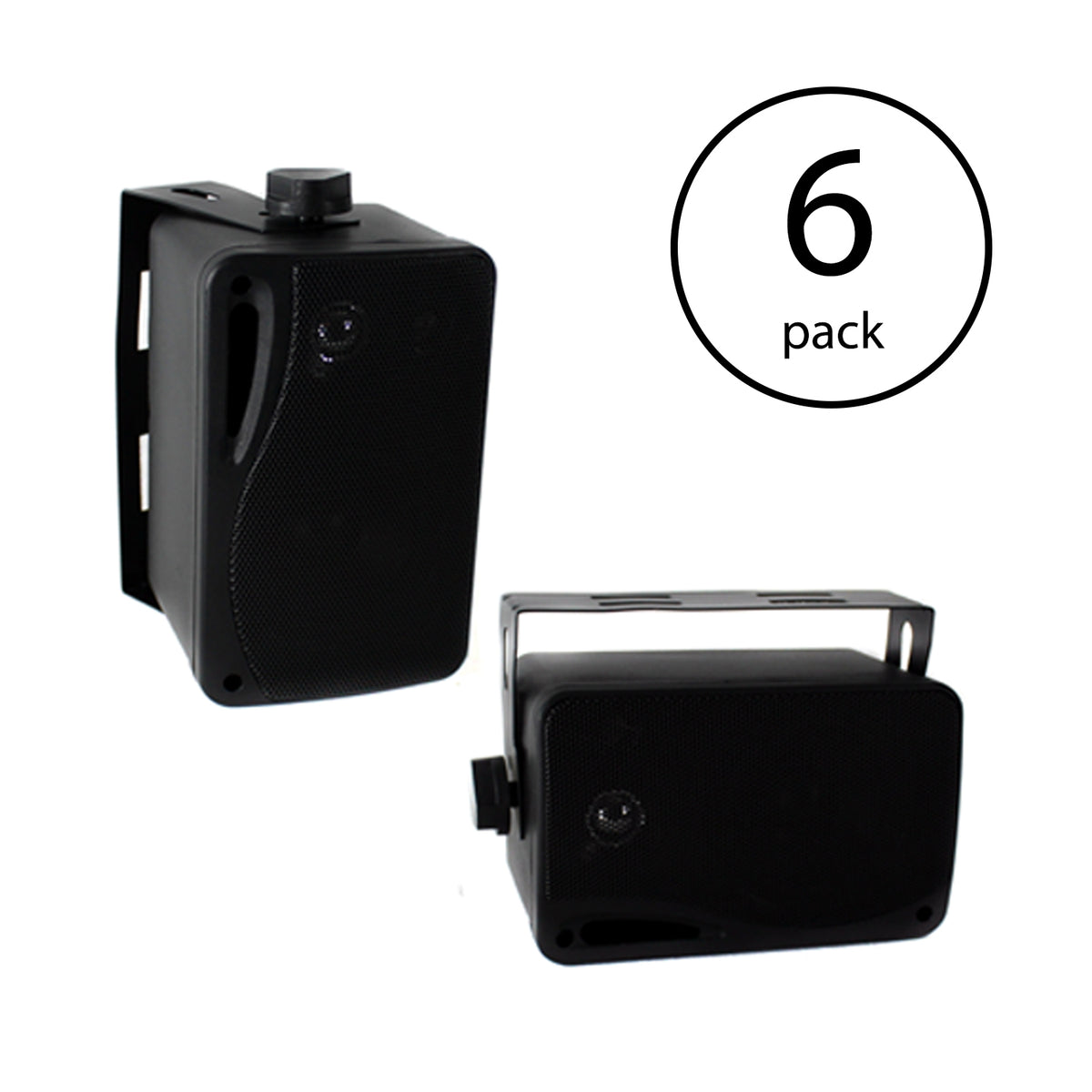 Pyle PLMR24B 3.5" 200 Watt 3-Way Weather Proof Box Speaker System Black (6 Pack)