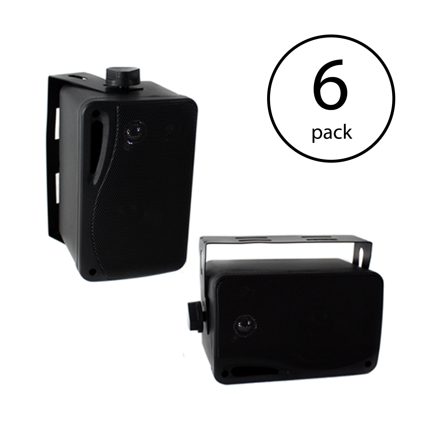 Pyle PLMR24B 3.5" 200 Watt 3-Way Weather Proof Box Speaker System Black (6 Pack)