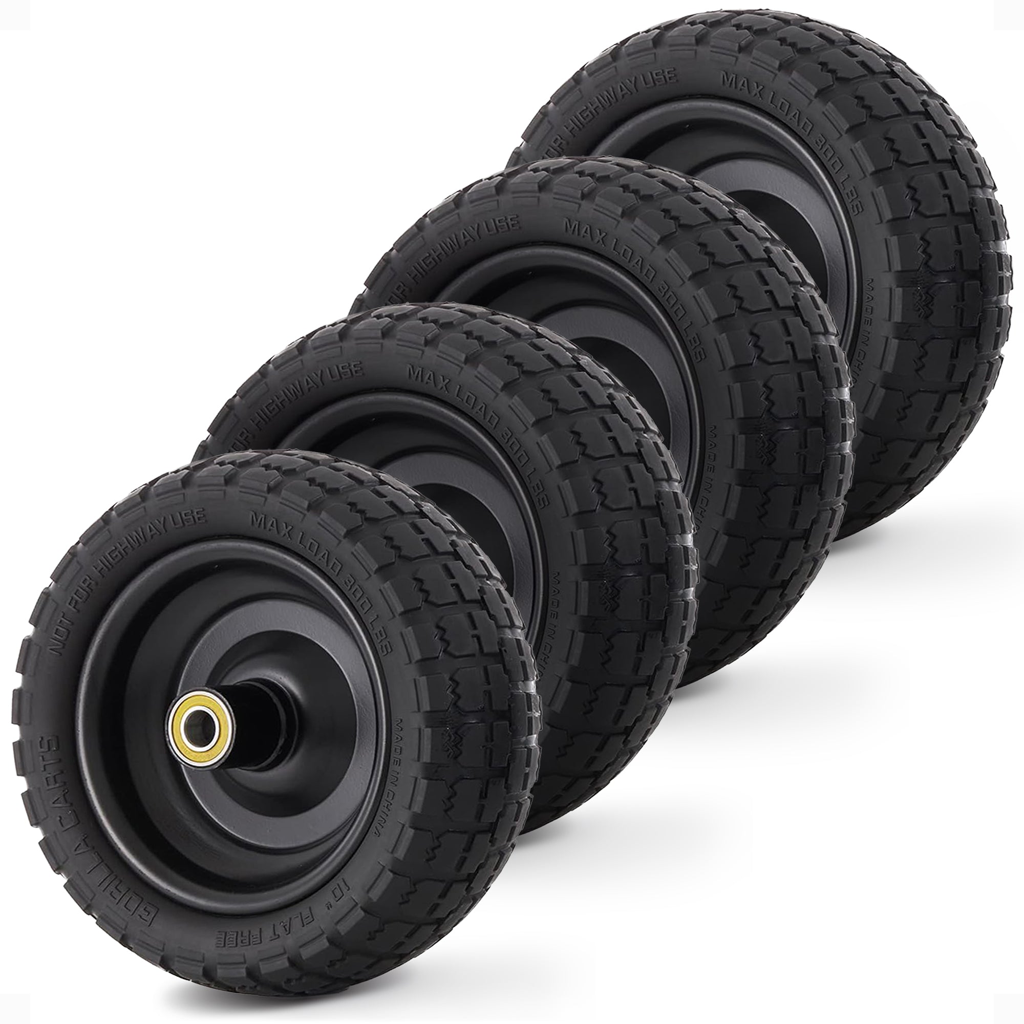 Gorilla Carts GCT-10NF 10 Inch No Flat Replacement Tire for Utility Cart, 4 Pack - VMInnovations