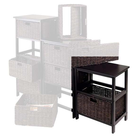 Winsome Omaha Wooden Home Storage Table w/ 2 Woven Corn Husk Baskets (Open Box)