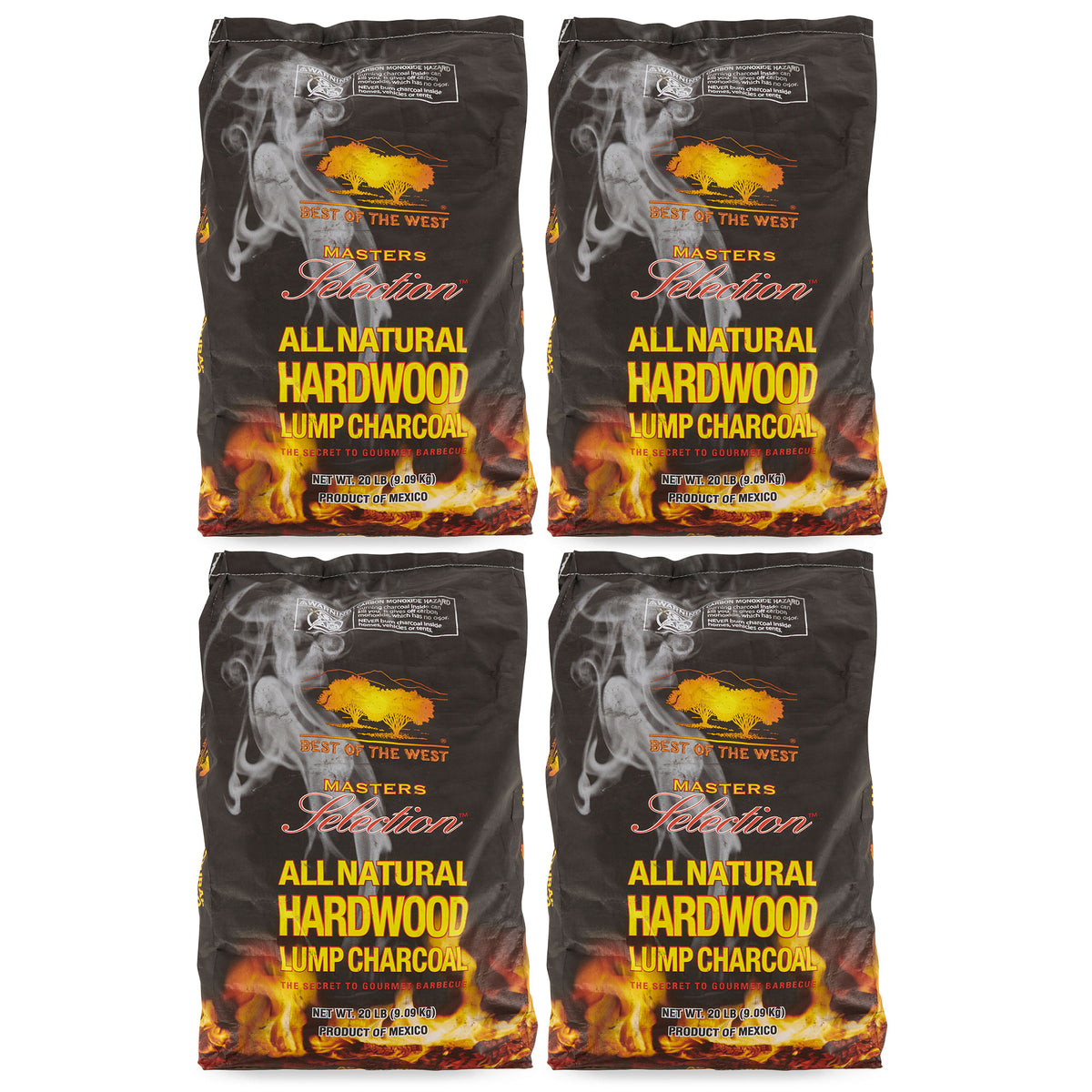 Best of the West All Natural Hardwood Lump Charcoal Bag, 20 Pounds (4 Pack)