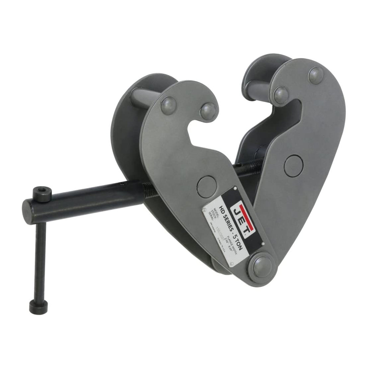 Jet 202750 Heavy Duty Steel Frame 5 Ton Up To 12 Inch Wide Beam Clamp, Black