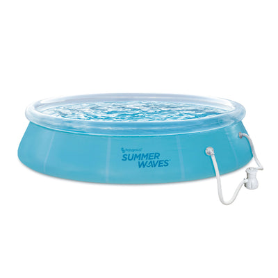 Summer Waves 12 Foot Wide Transparent Quick Set Inflatable Top Ring Pool (Used)