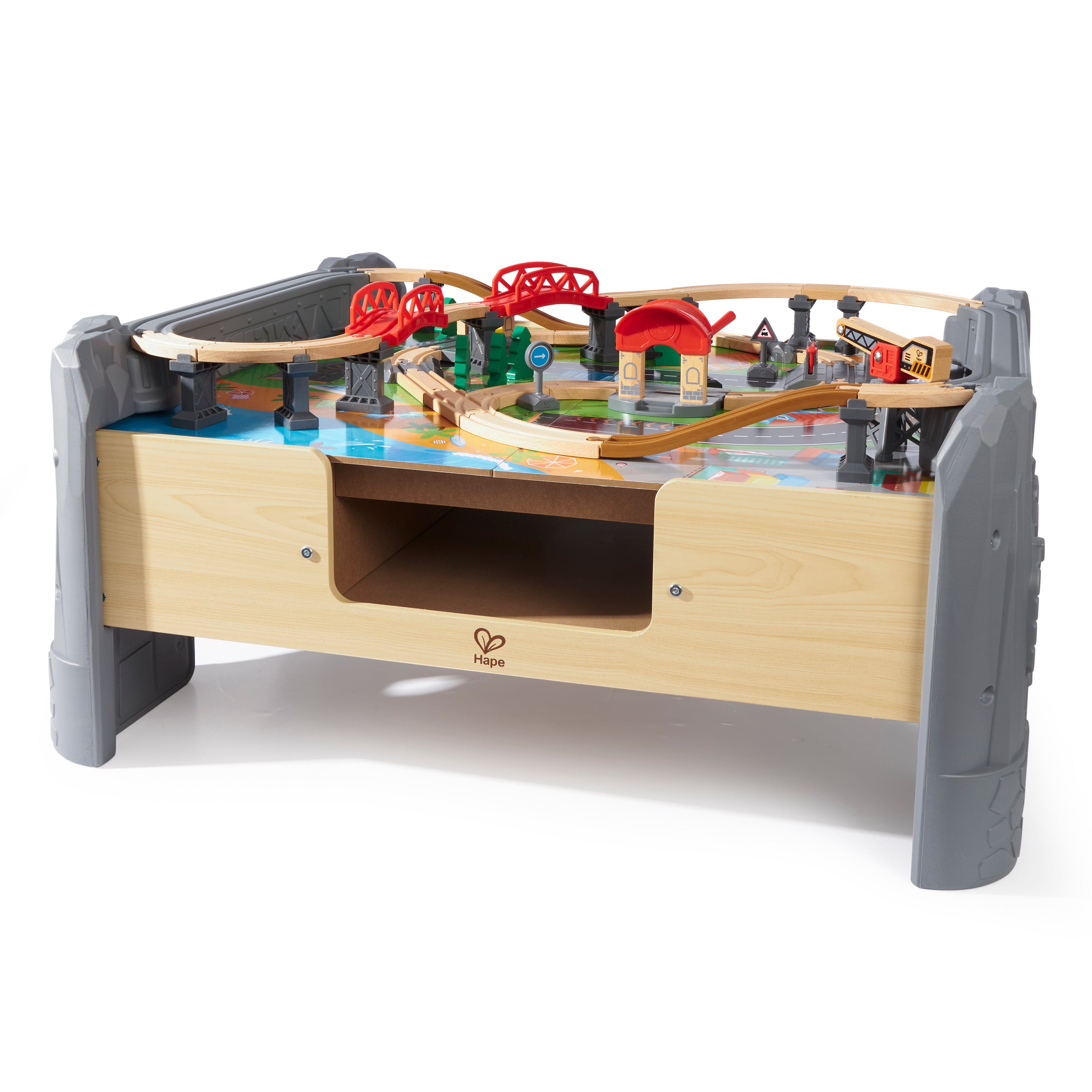 Hape 70 Piece Railway Train Set Table with Battery Powered Locomotive (Open Box)
