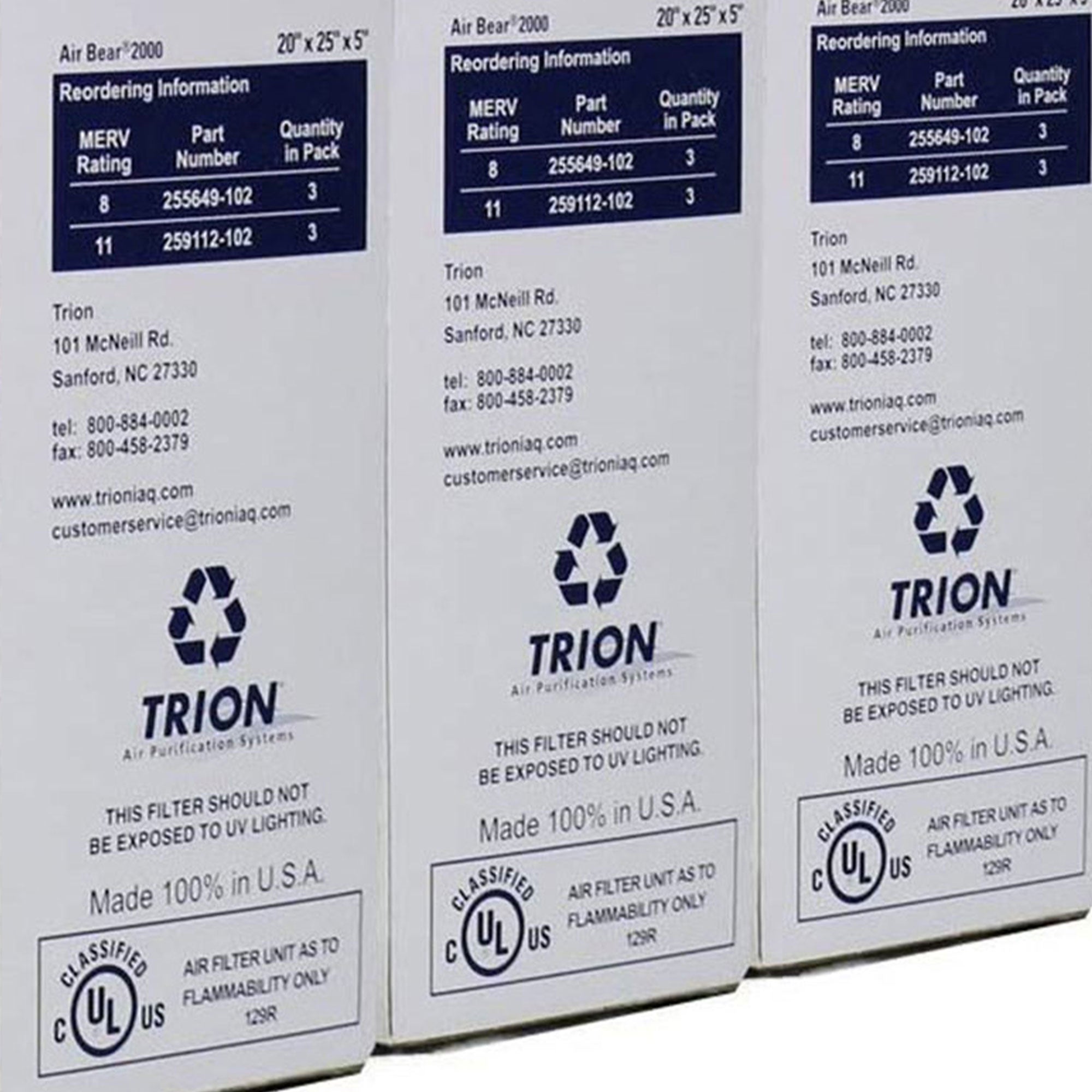 Trion Air Bear 20 x 25 x 5 Inch MERV 8 Air Purifier Filter (3 Pack) (Used) - VMInnovations