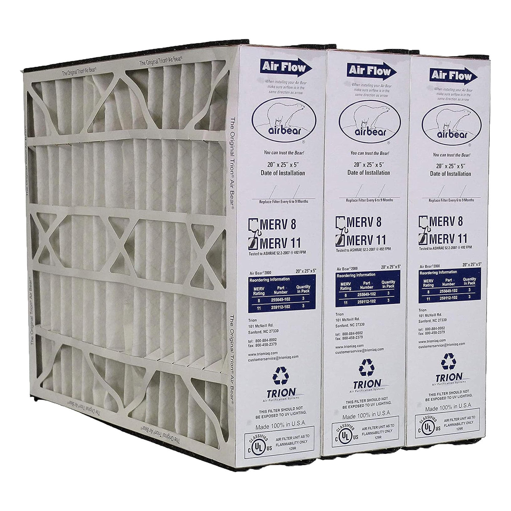 Trion 259112-102 Air Bear 20x25x5 Inch MERV 11 Air Purifier Filter (3 Pk) (Used) - VMInnovations