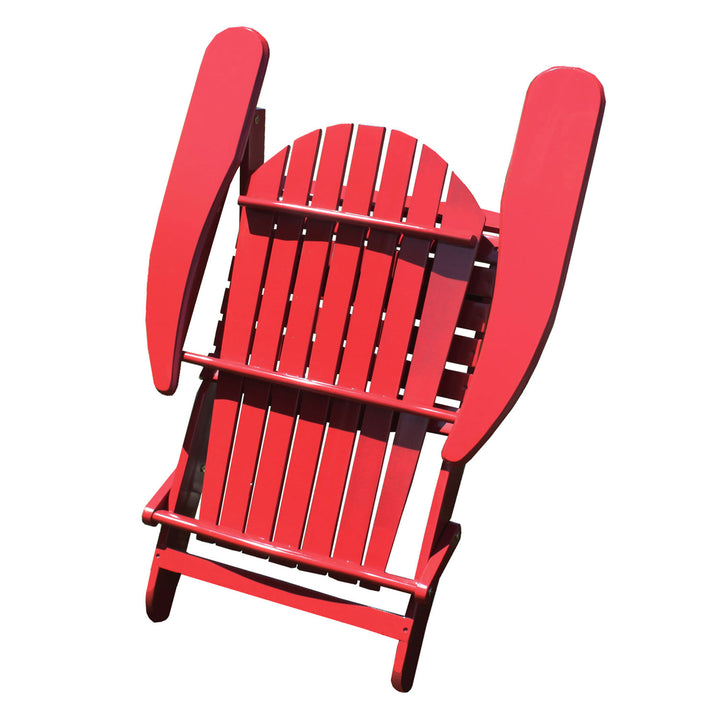 Northbeam Outdoor Portable Foldable Wooden Adirondack Deck Lounge Chair, Red - VMInnovations
