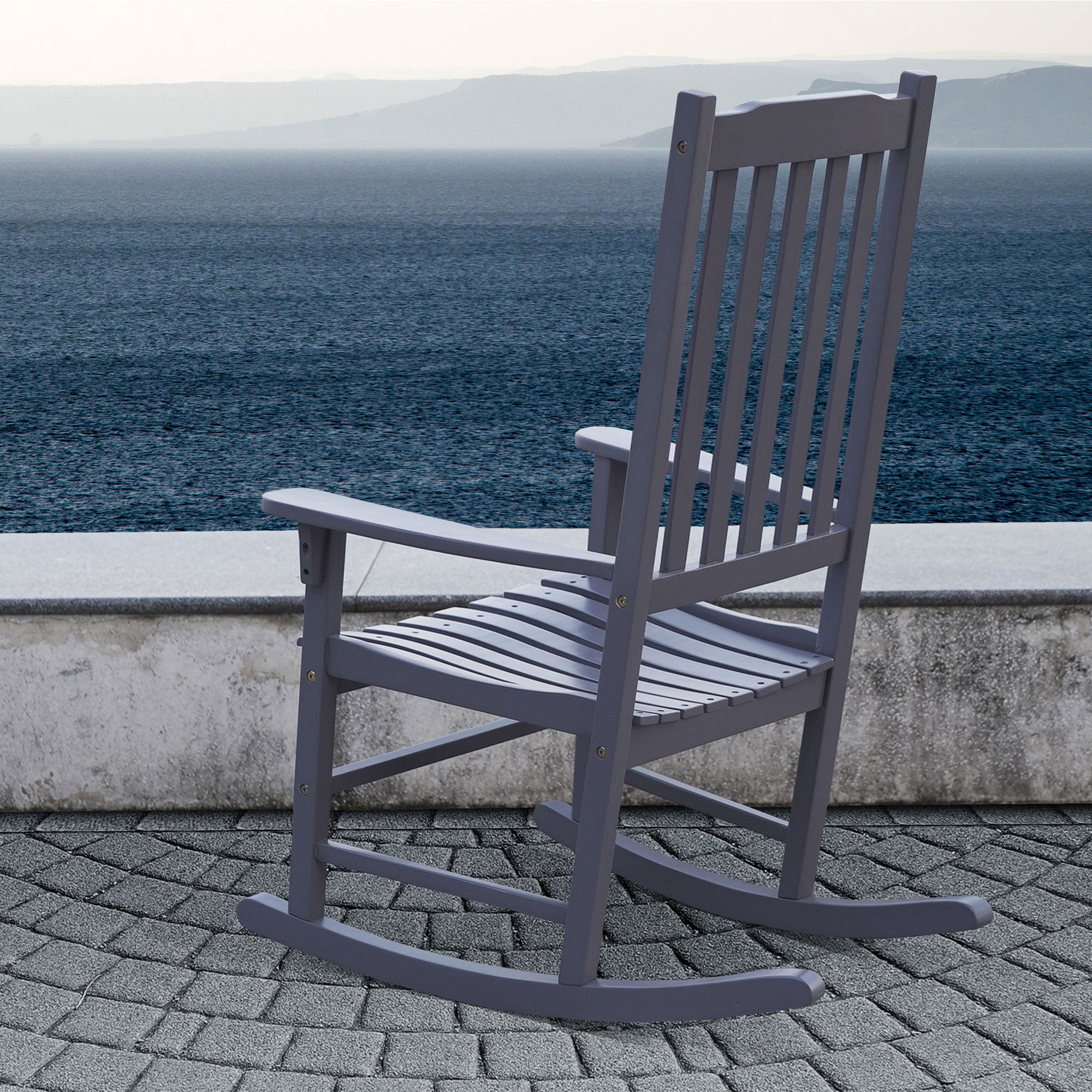 Northbeam Solid Acacia Hardwood Patio Slatted Rocking Chair, Grey (For Parts) - VMInnovations