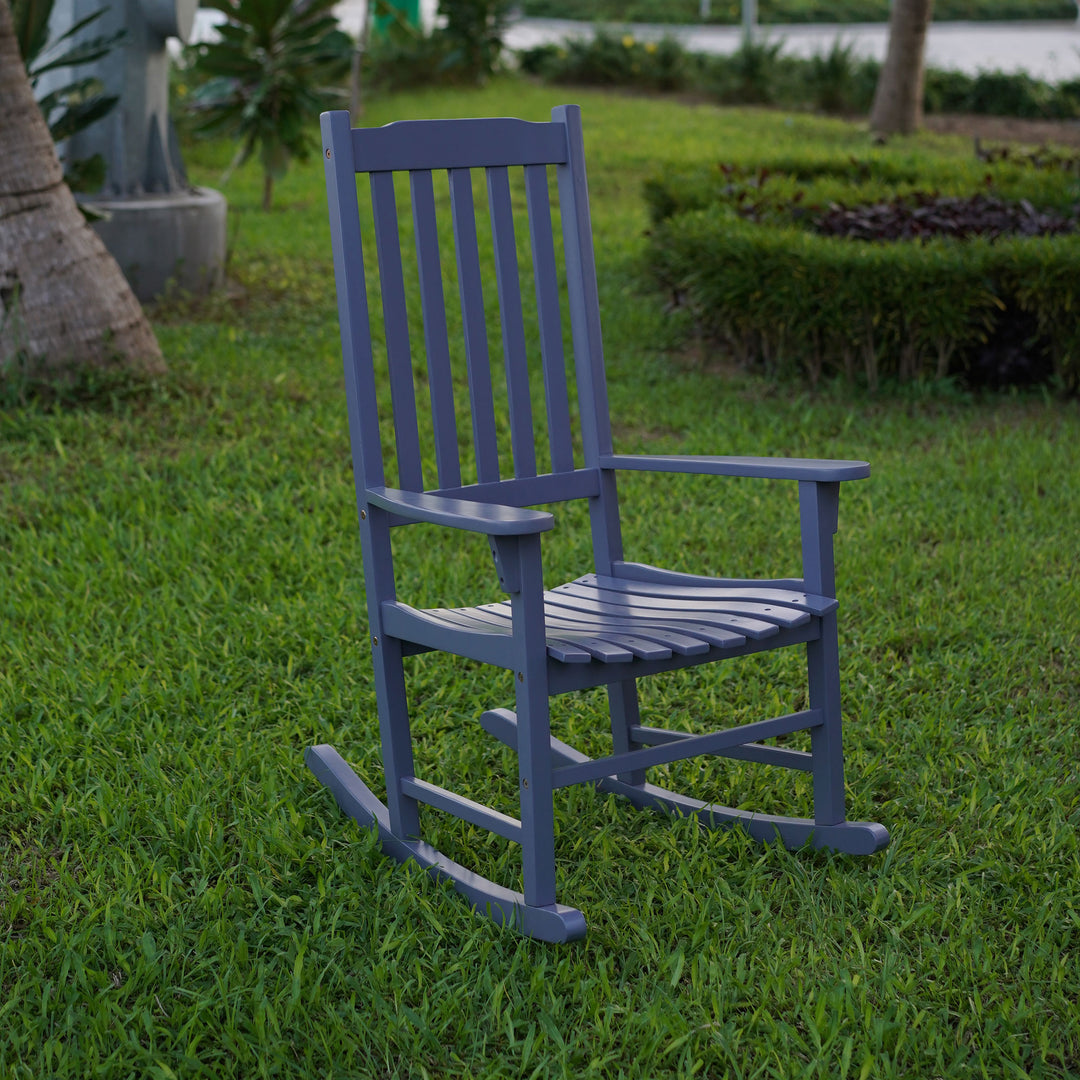 Northbeam Solid Acacia Hardwood Outdoor Patio Slatted Back Rocking Chair, Grey - VMInnovations