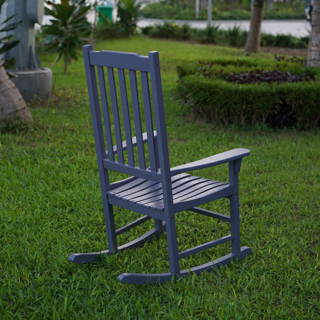 Northbeam Solid Acacia Hardwood Outdoor Patio Slatted Back Rocking Chair, Grey - VMInnovations