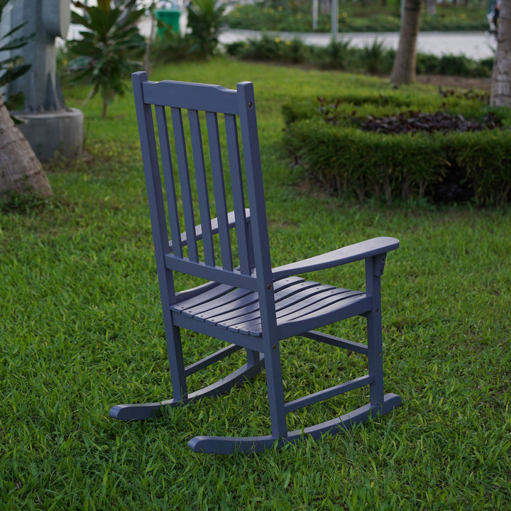 Northbeam Solid Acacia Hardwood Outdoor Patio Slatted Back Rocking Chair, Grey - VMInnovations