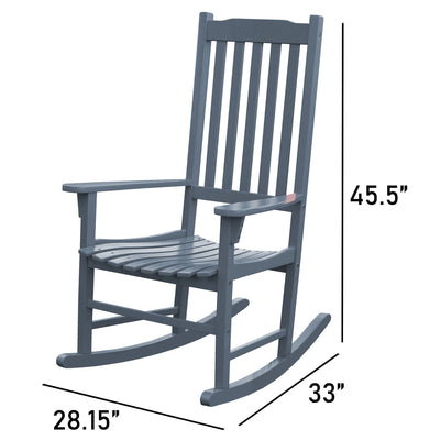 Northbeam Solid Acacia Hardwood Outdoor Patio Slatted Back Rocking Chair, Grey