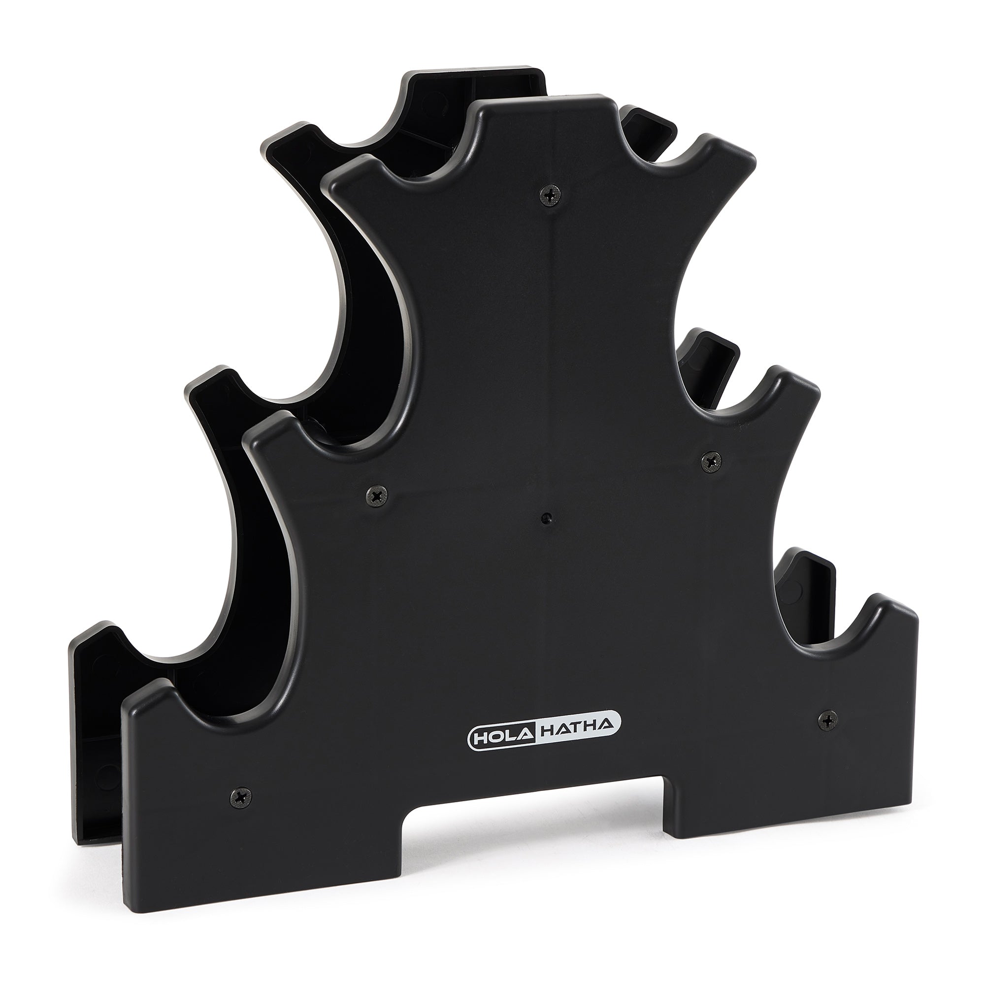 HolaHatha Dumbbell Weight Set w/ 3, 5 and 8 Pound Hand Weights and Rack (Used) - VMInnovations