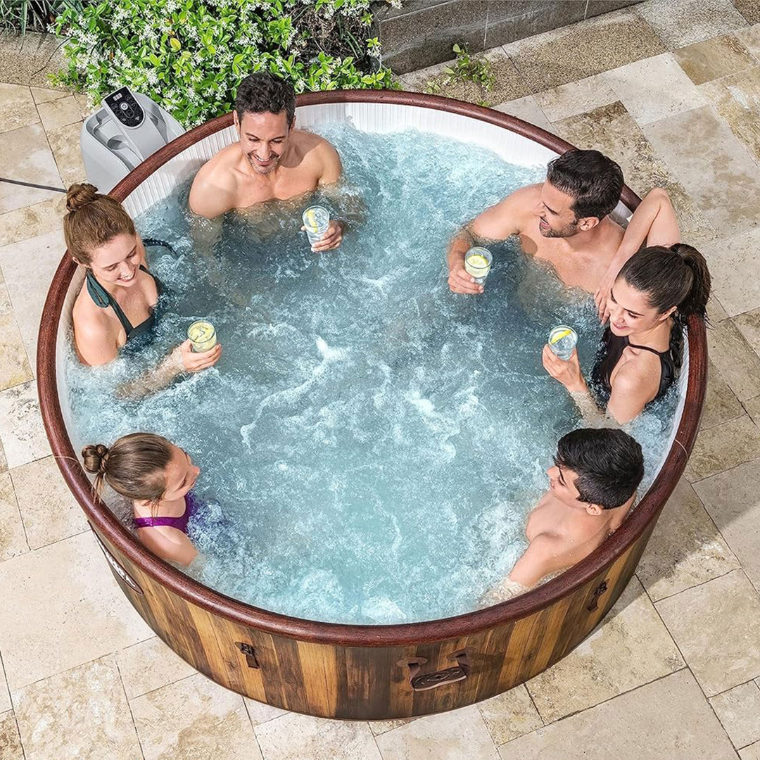 Bestway Helsinki SaluSpa 7 Person Inflatable Hot Tub Spa with 180 AirJets, Brown - VMInnovations
