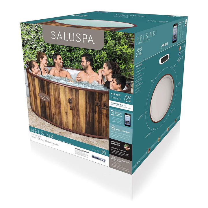 Bestway Helsinki SaluSpa 7 Person Inflatable Hot Tub Spa with 180 AirJets, Brown - VMInnovations