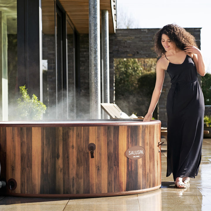 Bestway Helsinki SaluSpa 7 Person Inflatable Hot Tub Spa with 180 AirJets, Brown - VMInnovations