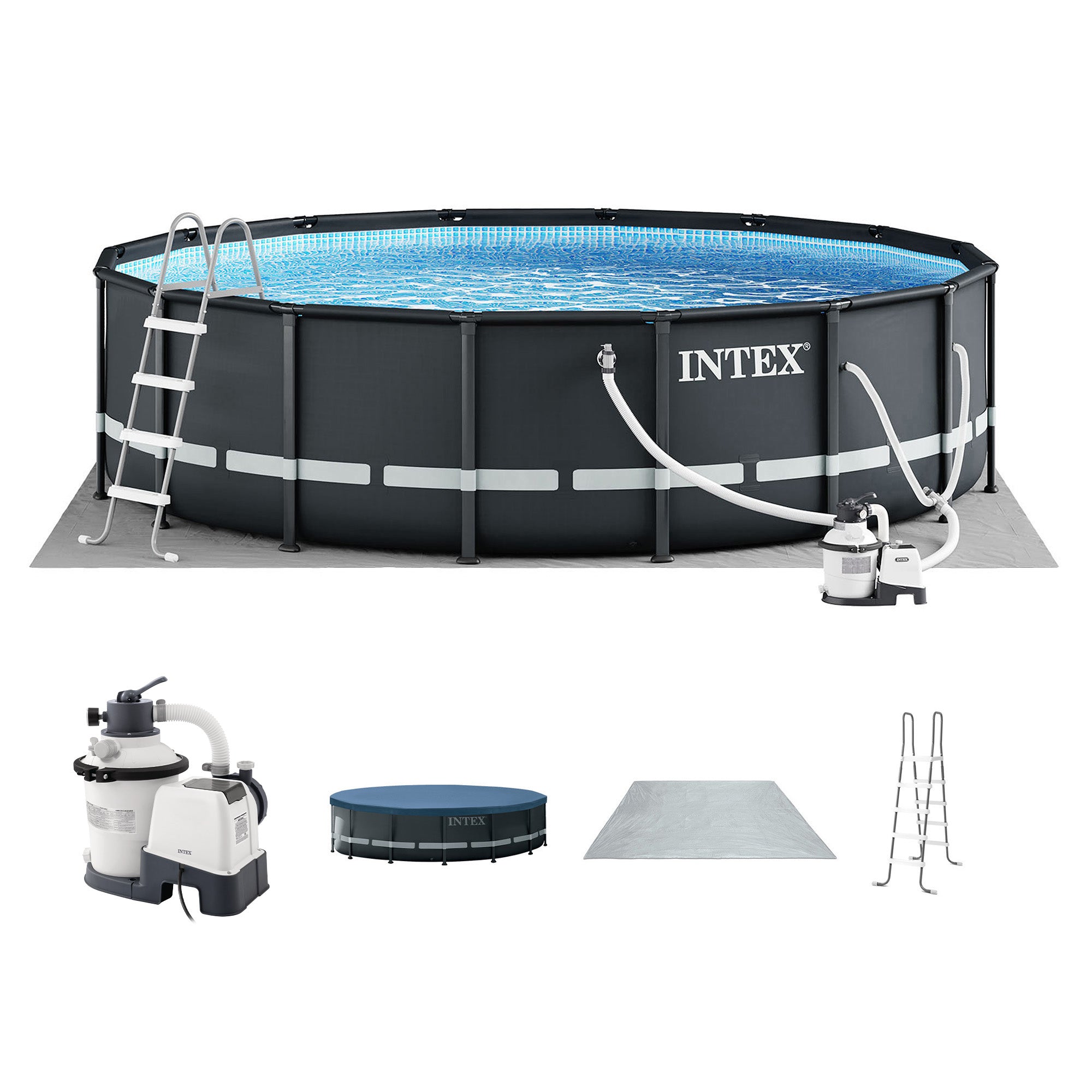 Intex Ultra XTR Frame 14' x 42" Round Above Ground Outdoor Swimming Pool Set