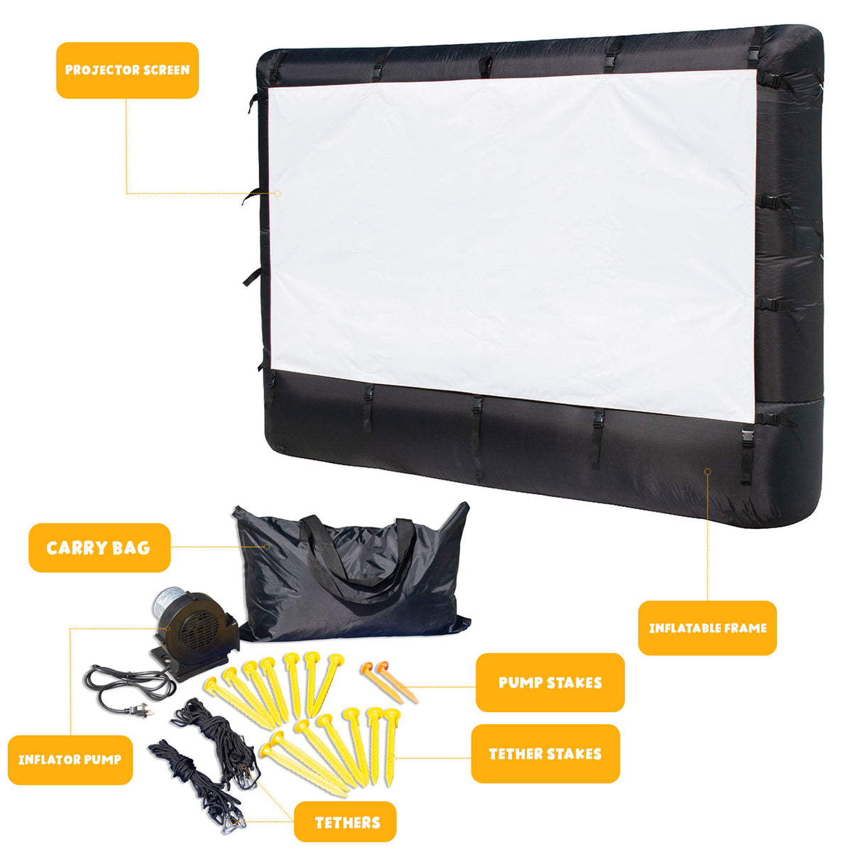 Airflowz 9.5' Inflatable Widescreen Movie Projection Screen w/Blower & Bag(Used)