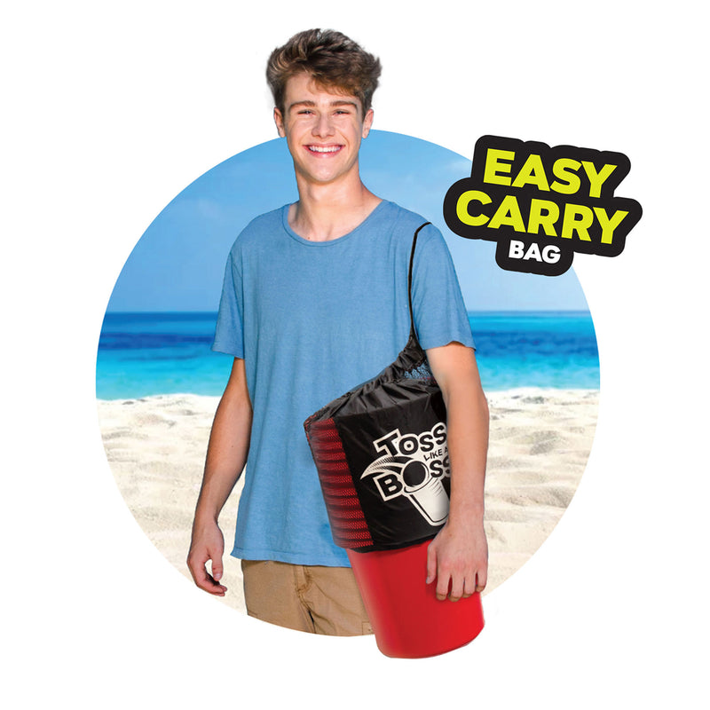 Banzai Toss Like A Boss Outdoor Giant Pong Lawn Game with Drawstring Carry Bag