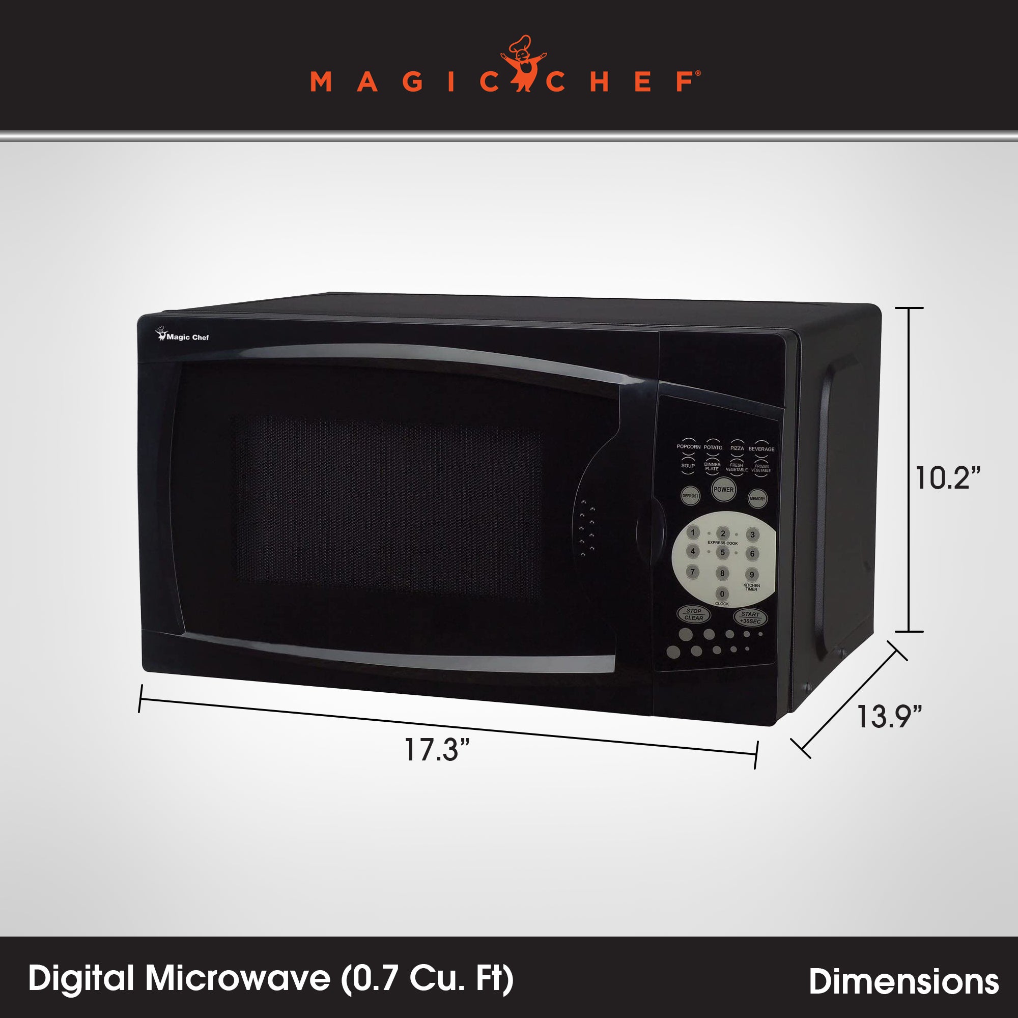 Magic Chef 700 Watt 0.7 Cubic Feet Digital Microwave (Certified Refurbished) - VMInnovations